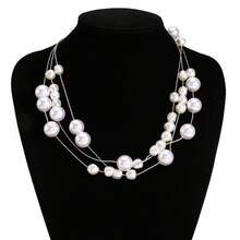 1 件复古迷人多层仿珍珠项链，适合女性晚会、婚礼或礼物