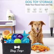 Customized Pet Toy Storage Basket - Foldable Multipurpose Organizer Box, Personalized Dog Toy And Clothing Storage Container. Thick Removable And Washable Lining, Wooden Handle. Essential Pet Storage. - Multicolor - View 3