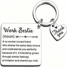 1pc Work Bestie Keychain - Durable Stainless Steel With Heartfelt Thank You Charm - Perfect Inspirational Farewell Gift For Colleagues, Co-Workers Bosses - A Lasting Appreciation Token For Retirement Or Leaving Moments - Silver - View 5