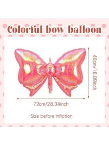1 个/3 个彩虹色透明蝴蝶结形气球，彩色激光蝴蝶铝箔气球适用于婚礼装饰、性别揭秘、生日派对、订婚、情人节、派对用品、女孩生日装饰、摄影道具、周年纪念、聚会装饰