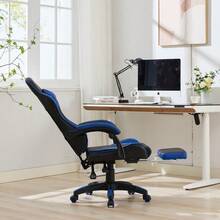 Gaming Chairs - Black+Blue + Upholstered + Foam - View 4