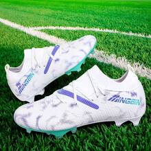 1双足球鞋，比赛/训练两用，低帮设计，柔软外底，适用于草地、户外运动，系带，防滑，轻便，高性能，适用于AG和FG人造草坪，专业足球鞋，厂家直销 - 白藍 - 查看 3