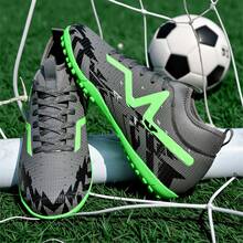 1 par de tacos de fútbol/fútbol unisex, adecuados para césped artificial al aire libre, campo de entrenamiento interior, deportes de equipo profesionales, con cordones, suela de goma antideslizante, diseño ligero de alto rendimiento, botas de fútbol populares de fábrica directa - verde gris oscuro - Ver 4