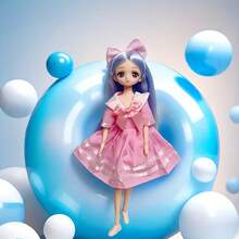 11.81 Inch New Ultra-Thin Cartoon 3D Animation Face Dreamy Eye 26 Cute Flat Doll Toy, Flexible Joints, Fashion Girl OB11 Doll BJD Doll Lover, Kawaii Cake Model Baking, Birthday New Year Christmas Gift - Multicolor - View 11