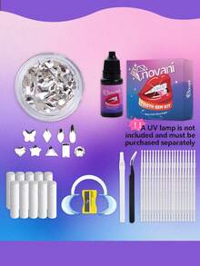 Kit de 55 à 60 bijoux dentaires, bijoux de dents à la mode à faire soi-même, cristaux brillants de formes variées, idéal pour les débutants (sans lampe UV).