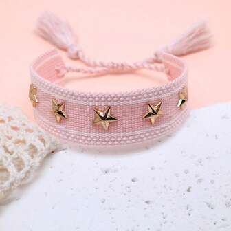 1ชิ้น สร้อยข้อมือถักแฟชั่น ประดับดาว