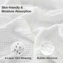 Kozyhvn 100% Cotton Muslin Blanket Large 50" X 70", 6 Layers Breathable And Lightweight Cotton Blankets For Bed And Couch, Quilt Bedspread, Gauze Throw For Adults, White - ColorE - 查看 2