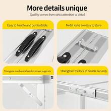 Multifunctional Folding Camping Table,Adjustable Height,Portable Fold-In-Half Camping Picnic Table With Carrying Handle Suitable For Camping, Tailgating, Grilling, Hunting, Outdoor Dining And Fishing,Gift For Boyfriend,Husband And Parents. - trắng - Xem 6