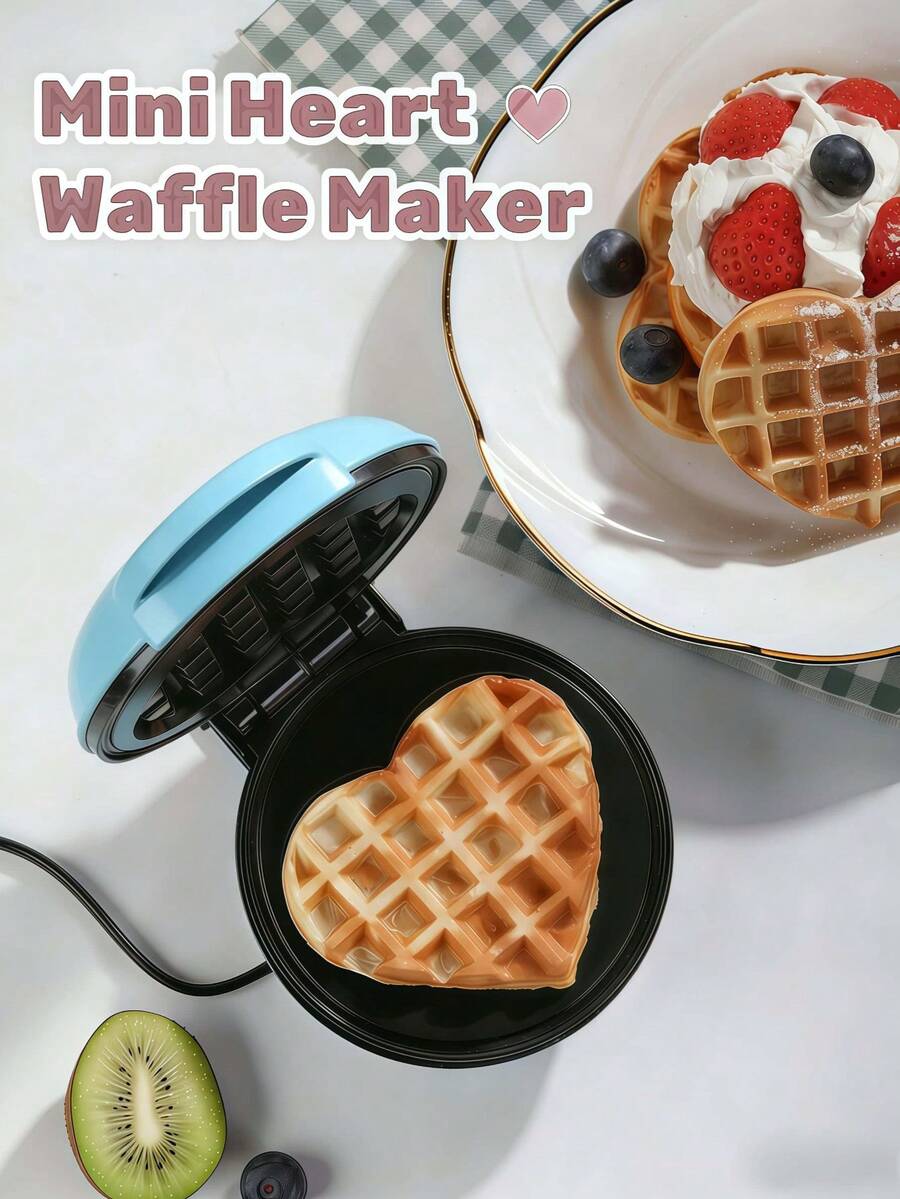 MOREBEAUTY Housewares Máquina de gofres de corazón antiadherente personal, color rojo, gofres de 4 pulgadas en minutos, mini corazón ideal para desayuno, brunch, almuerzo o aperitivos. MOREBEAUTY Minihacedora de gofres integral de 4 pulgadas y 350 vatios, con enchufe de pared, para uso personal, ideal para paninis, hash browns y otros desayunos, almuerzos o snacks para llevar, fácil de limpiar con superficie antiadherente en los laterales, en forma de corazón rosa/rojo/azul.Mini Maker Waffle Maker - Oblea antiadherente de 5 pulgadas, waflera rellena con control de dorado ajustable, corazón, rosa/rojo/azul