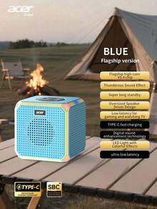 Acer 【宏碁官方正品】OSK254 便携式迷你无线蓝牙音箱，1200mAh 大容量电池，6 小时超长续航，立体声，支持 TF 卡和 FM 收音机，强劲低音，内置氛围灯，适合户外露营、聚会等场合，高品质便携式无线音箱 - 均碼 - 查看 16