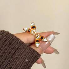 1 Pcs Exaggerated Devil'S Eye Wide Edition Ring Retro Personality Handmade Eye Fashion Stacked Ring - B蜻蜓 - 查看 11