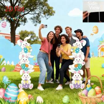 2 Sets Rolling Bunny Yard Decor, Suitable For Easter, Outdoor Decoration, Fun Easter Lawn Decor