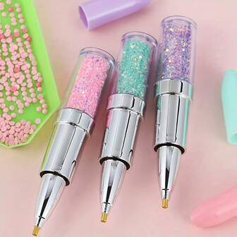 1/3 st/set läppformad diamantbroderipenna, 5D-diamantmålningsverktyg, diamantprickpenna, lämplig för DIY-handbroderi och korsstygnstillbehör