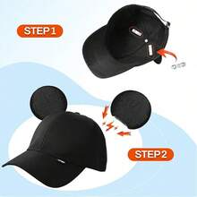 Magnetic Mouse Ears For Hats, Removable Magnet Ear For Cap, Magnetic Mouse Ears For Baseball Caps, Trucker Hats, Hoodies, Detachable Ear Clips, Lightweight Velvet, Hat Accessories Decor Gift For Families In Theme Parks, Parties & Halloween, Christmas, Cosplay Props - 彩色 - 查看 5