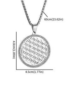 1 pieza Nuevo collar colgante de acero inoxidable con flor de la vida de geometría sagrada de moda retro para hombres - Moda - Ver 10