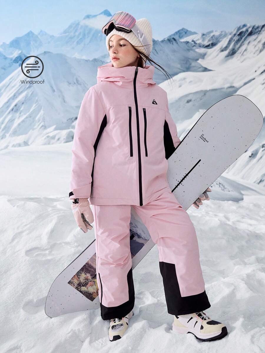 Balabala BalaOne Tween Girl 2 Pieces Outfit, Boys & Girls 2025 Autumn Winter, Water-Resistant Warm Set - Pink - View 1