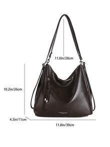 New Fashion Large Capacity Tote Bag, Korean Style Shoulder Bag, Casual Commuter Backpack - Coffee - View 3