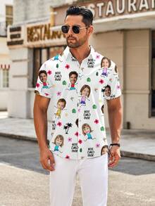 Camisetas personalizadas con retratos de hombre/mujer, miembros de la familia, mascotas, dibujos animados, camisetas temáticas de vacaciones - Multicolor - Ver 3