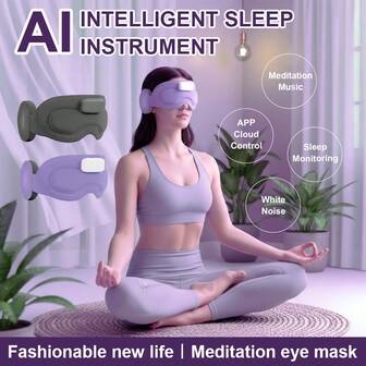 CKGO AI Smart Sömnmask, Bluetooth-hörlurar, Supportsamtal och musikuppspelning, Sömnspårningsapp, Yoga- och meditationsmask, Sömnmask med vitt brus, Varm och kall kompress, Avtagbar design, Vetenskaplig sömnhjälp, Hjälper till djup avslappning och förbättrar sömnen, Julklapp, Present till pojkvän/flickvän