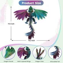 3D Printed With Wings,3D Printed Animals,3D Printed Flexible,Fidget Toys,Full Articulated (Red Yellow And Blue), Small, 1231396Halloween New Year 2026 - Mini - 查看 8