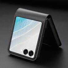 RFID Blocking Faux Leather Wallet Case Compatible With SamsungGalaxy Z 7FE 6 5 4 3 5G Awith Card Holder Kickstand Flip Cover Phone Wallet Bag - Black - View 3