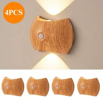 LED智能感应夜灯，室内人体感应壁灯，无线LED壁灯，壁灯，电池供电，粘胶设计，可旋转，便携，易于安装，色温和亮度可调