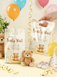 10/25pcs Brown Bear Gift Bags Candy Bags Handheld Gift Bags, Brown Bear Design Sweet Bags Gift Bags For Birthday Party Babe Shower Party Decorations, Gender Reveal Party Decoration Supplies, Multi Purpose Gift Packaging Supplies,Brown Bear Decoration Small Gift Packaging Bags,Baby Shower Decor,Kitchen Packaging Bags,Home Decor,Birthday Decor,Birthday Gift,New Year Decor - Teddy Bear - View 2