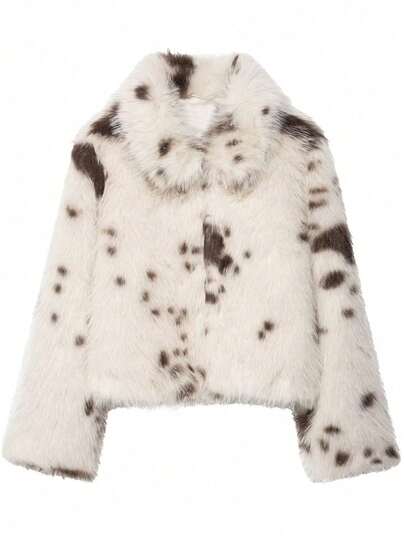 DEEKA Autumn/Winter New Women's Apparel, European & American Style Fashion Minimalist Faux Fur Animal Print Jacket