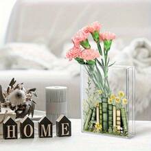 1pc Unique Acrylic Book Vase With Green Book Design - Perfect Gift For Book Lovers & Flower Arrangement Enthusiasts, Office Decoration, High-Quality, Clear Flower Vase - Modern Home Office/Study Desk Minimalist Aesthetic (Not Including Flowers), -Worthy Crystal Clear Acrylic Vase, A Modern Creative Living Room Desktop Decoration, Enhance Happiness, Comforting Items, Refined  In Life - Multicolor - View 4