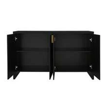 Modern, Minimalist Black Sideboard: The Perfect Combination Of Flexible Storage And Elegant Design. The Sideboard Features Gold Handles And Adjustable Dividers. - Black - View 11