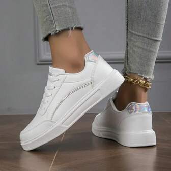 Women's Fashion Non-Slip White Canvas Sneakers, Versatile Work Shoes, Student White Flat Shoes, Casual Comfortable Athletic Shoes