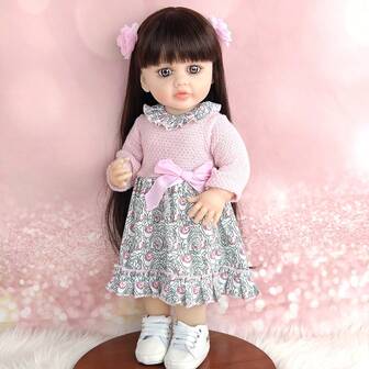 55 cm naturtroget långt hår återfödd docka 22 tum tvättbar utsökt simuleringsdockor klädspel leksaker festivalpresenter