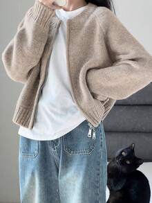 女士保暖双面拉链开衫毛衣，秋冬季，返校季