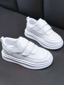 1 par de zapatillas casuales versátiles con cierre de gancho y bucle, de suela blanda y ligera para niños, de fácil deslizamiento, adecuadas para primavera y otoño - Blanco - Ver 5