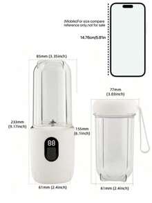 1pc USB Rechargeable Portable Blender, 16 Stainless Steel Blades - 500ml Capacity, Powerful Motor, Includes Travel Lid & Detachable Design, Suitable For Smoothies, Milkshakes, Ice Cream, Home, Kitchen, Gym - Compact & Lightweight Blender - Multicolor - View 7