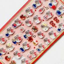 1pc Cute Cartoon Music Anime Sticker, 3D Stereo DIY Sticker, Phone Sticker, Children's Creative Sticker, Black Pupil Waterproof Sticker, Decorative Sticker For Party, Handcraft, Phone, Girls' Gift. Note: Some Color Variations May Occur, Shipped Randomly. - Multicolor - View 5