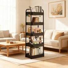 Estante de plástico Marco práctico de almacenamiento Estanterías de varias capas negras Clasificación de estanterías de bocadillos y escombros - Negro - Ver 8