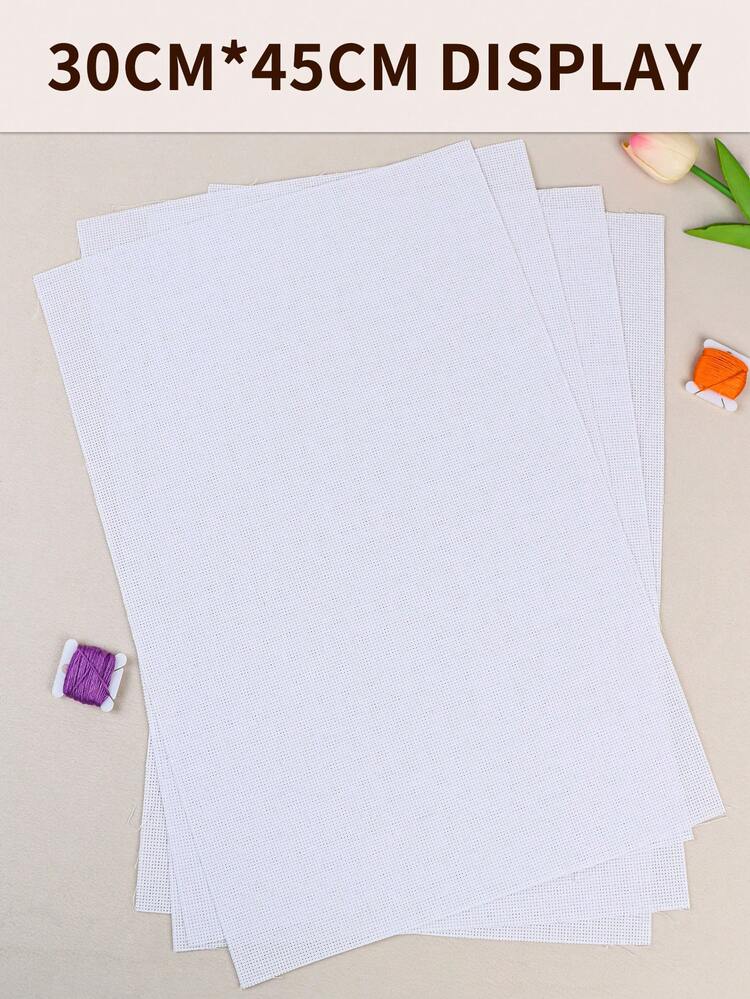 4 piezas de tela de punto de cruz blanca hecha a mano, tela gruesa tejida uniformemente, disponible en 11CT y 14CT, 6 tamaños de corte diferentes para elegir - Blanco - Añade 10