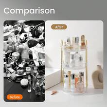 1pc 360 Degree Rotating 2/3 Tier Vanity Makeup Organizer, Large Capacity Skincare & Cosmetics Storage Box, Perfume Holder, Makeup Table Desktop Organizer - Multicolor - View 6