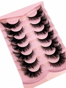 HBZGTLAD 7 Pairs Faux Mink Lashes Multipack Mink Lashes Fluffy False Eyelashes 22mm Full Wispy Lashes 8D Volume Curly Fake Eyelashes - Black - View 3