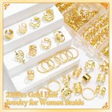 220 piezas de joyera dorada para el cabello: pulseras, anillos y accesorios para rastas. Ideales para festivales y otras ocasiones. - Aire - Ver 3