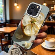 Funda de Teléfono Transparente con Diseño de Flor de Manzana Seca para  14 Pro Max  13  Galaxy S23 Adecuada para Todas las Estaciones Opción de Regalo Ideal - Plateado - Ver 6