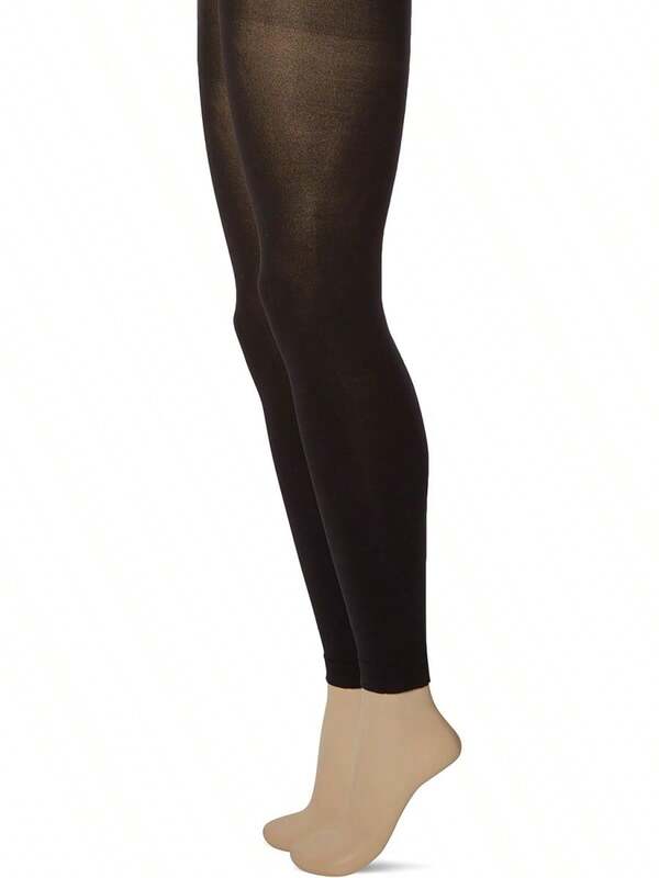 No Nonsense Medias Superopacas Sin Pies para Mujeres, Negro, Opaco, Talla Regular, Paquete de 2 Pares con Control Superior