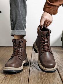Unisex High-Top Lace-Up Steel Toe Work Boots - Lightweight, Puncture-Resistant, Waterproof & Durable Industrial Construction Footwear - 棕色 - 查看 5