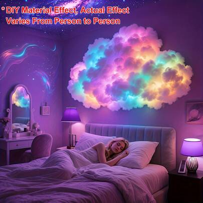78,12 pulgadas LED, Cadena de luces USB, Luz de nube con trueno 3D con sincronización de música - Luz de ambiente alimentada por USB, Conjunto de nube DIY, Espejo de maquillaje LED colorido, Adecuado para salas de juegos, fiestas festivas y regalos decorativos, Iluminación decorativa | Diseño de luz de nube | Luz LED para dormitorio