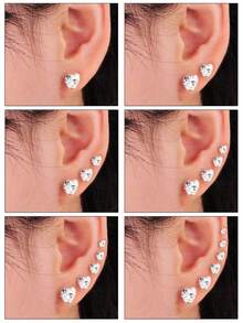 17KM Bộ 24/48/50/72 chiếc khuyên tai đính đá Cubic Zirconia ngẫu nhiên kiểu dáng và màu sắc, hình ngôi sao, trái tim, họa tiết hình học, thích hợp cho các dịp thường ngày, tiệc tùng, đám cưới, quà tặng ngày Valentine. - Nhiều màu - Xem 4