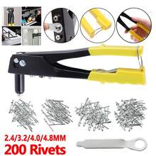 Heavy Duty Hand Pop Rivet Gun Tool Kit + 200PCS Assorted Rivets + 4 Nozzle Head - Yellow - View 2