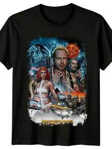 The Fifth Element 1997 Movie Poster Inspired T-Shirt Retro 90s Tee Unisex - Black - View 1