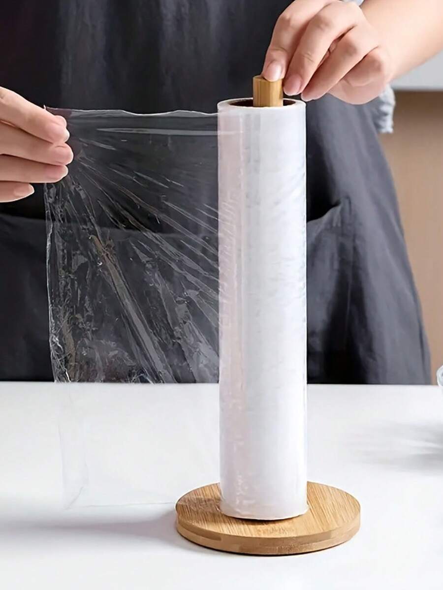 现代木质纸巾架 - 节省空间的厨房和浴室收纳架，带木质支架，简约设计，适用于厨房用纸和普通纸巾