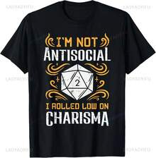 Not Low Charisma Funny RPG Gamer-Shirt Comfort Breathe Casual Fashion Loose Tshirt Harajuku Hop Tees - Black - View 1